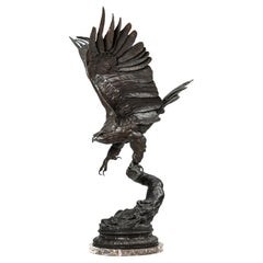 Jules Moigniez, 31" High Bronze Sculpture of Eagle