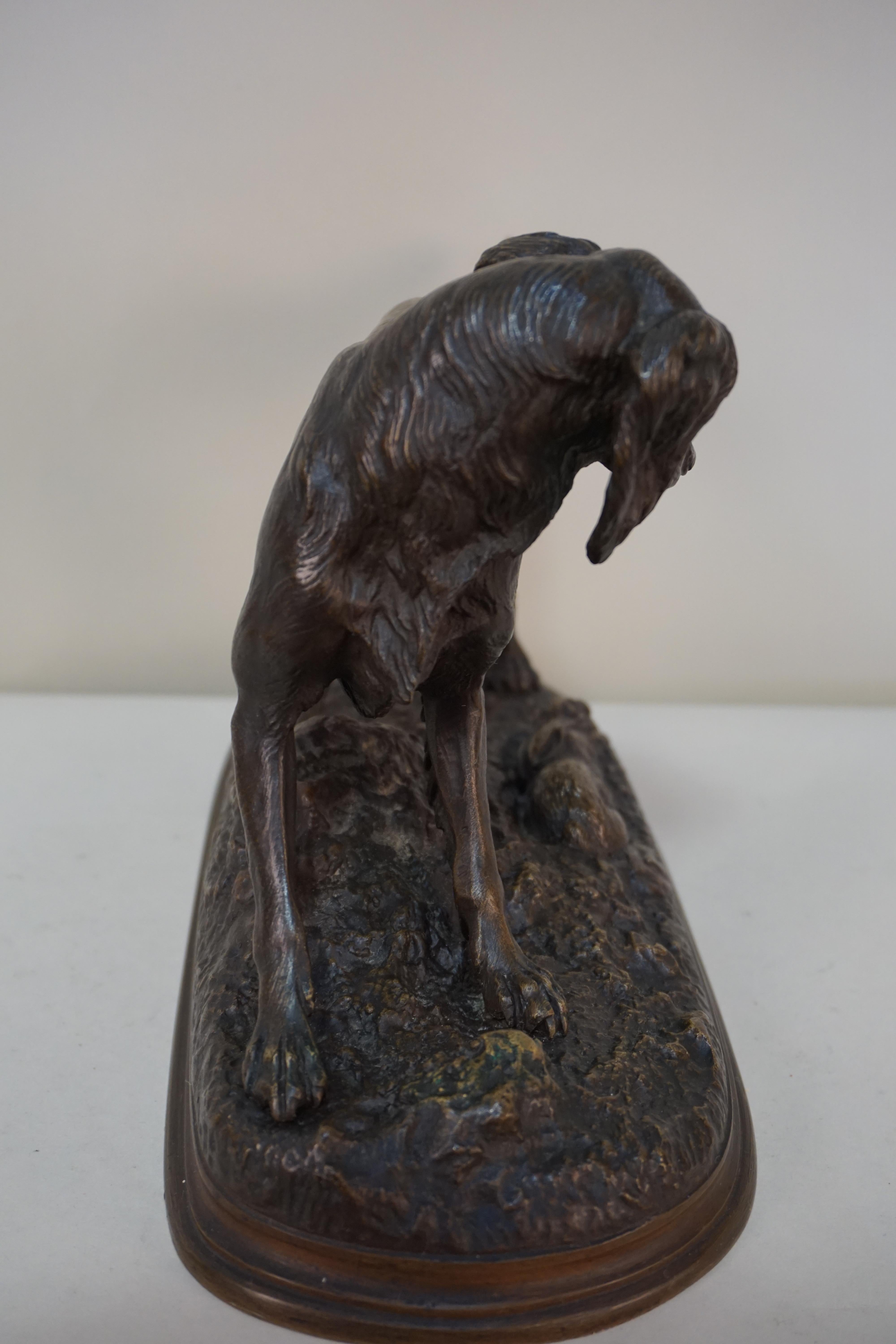 XIXe siècle Jules Moigniez:: Chien de chasse en bronze