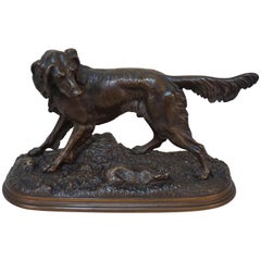 Jules Moigniez:: Chien de chasse en bronze
