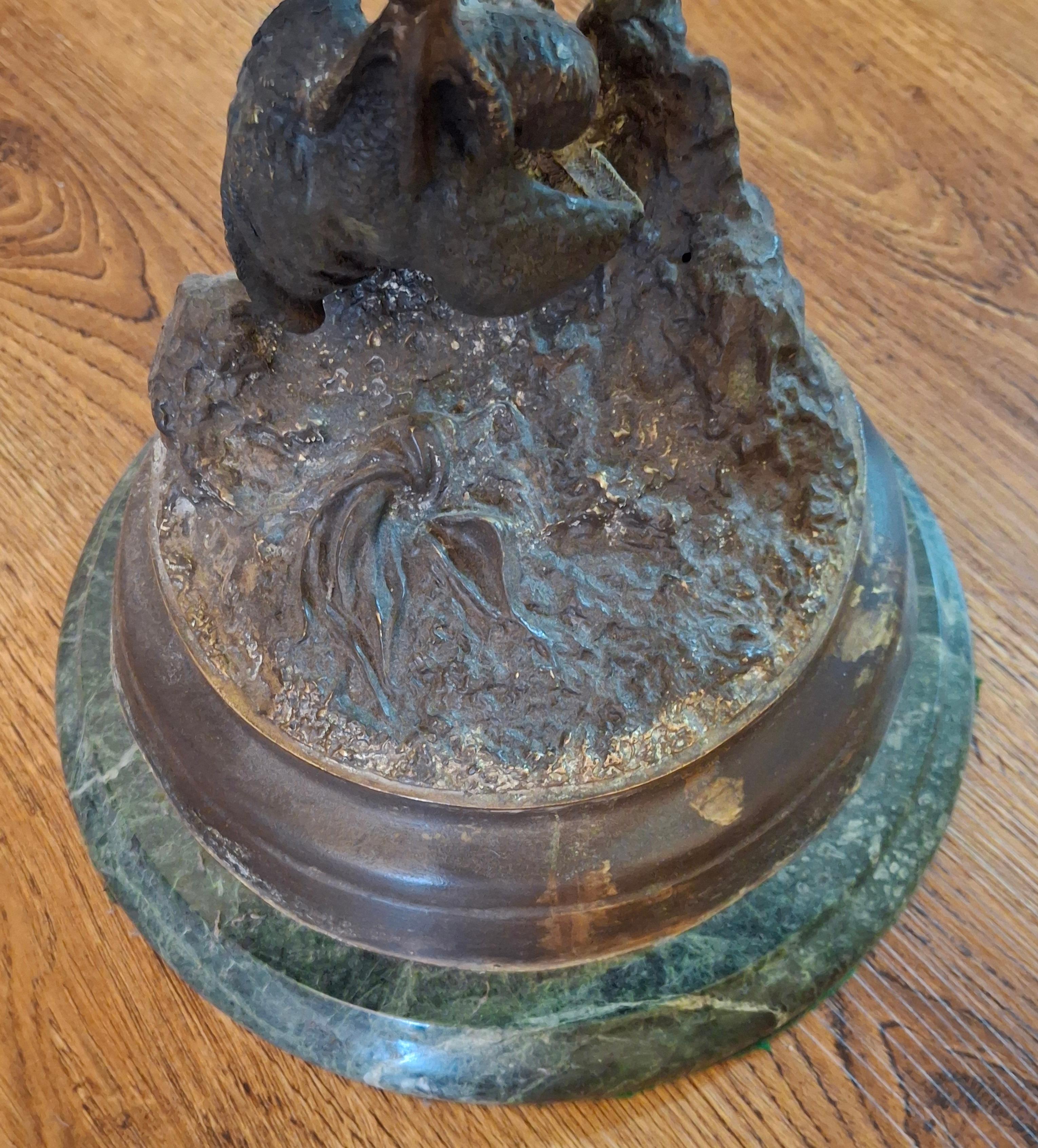 Jules Moigniez (French 1834 - ) Bronze Figure of Eagle on Marble Plinth, Signed For Sale 1