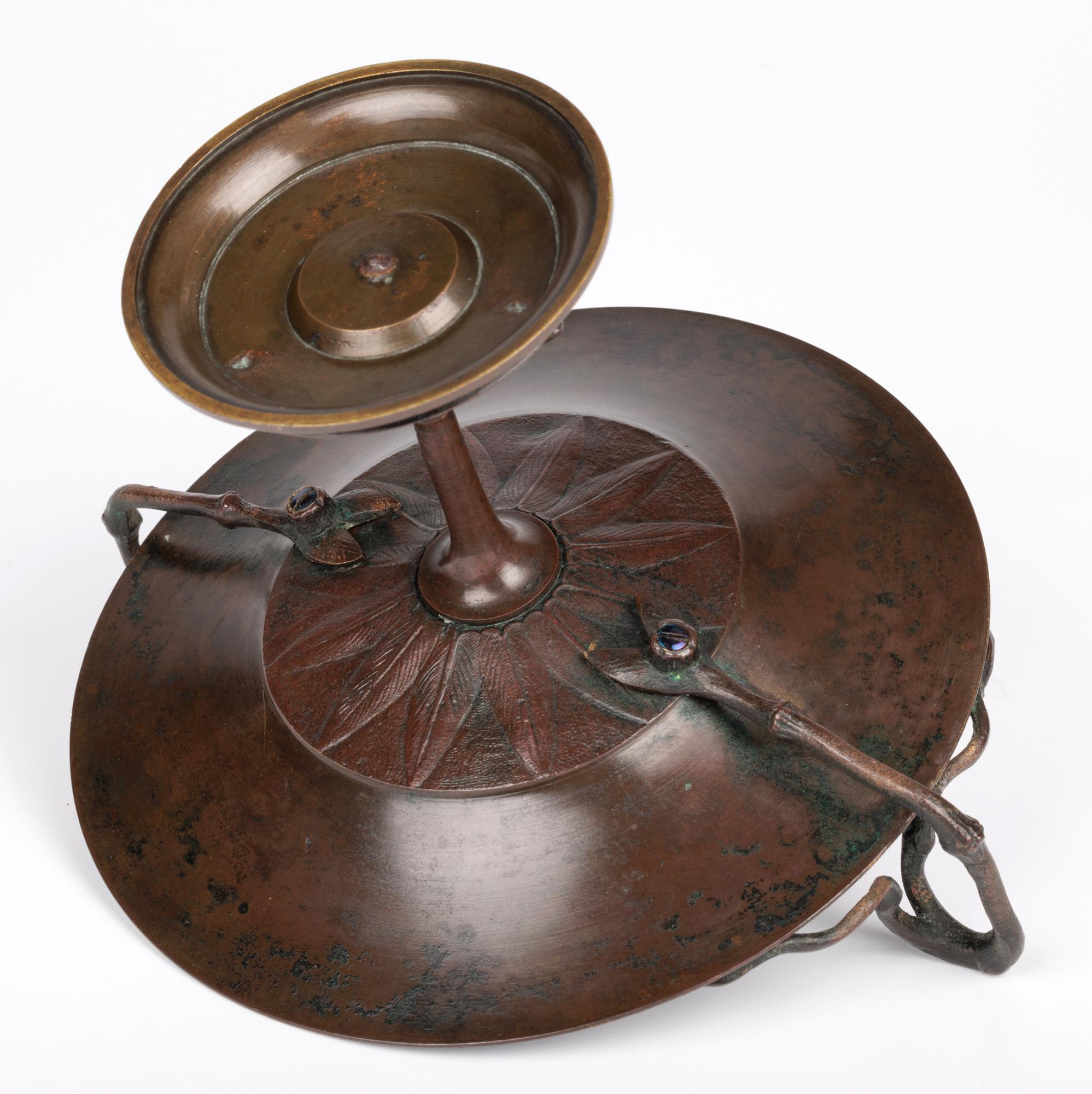 Tazza francese in bronzo con uccelli e insetti di Jules Moigniez in vendita 2