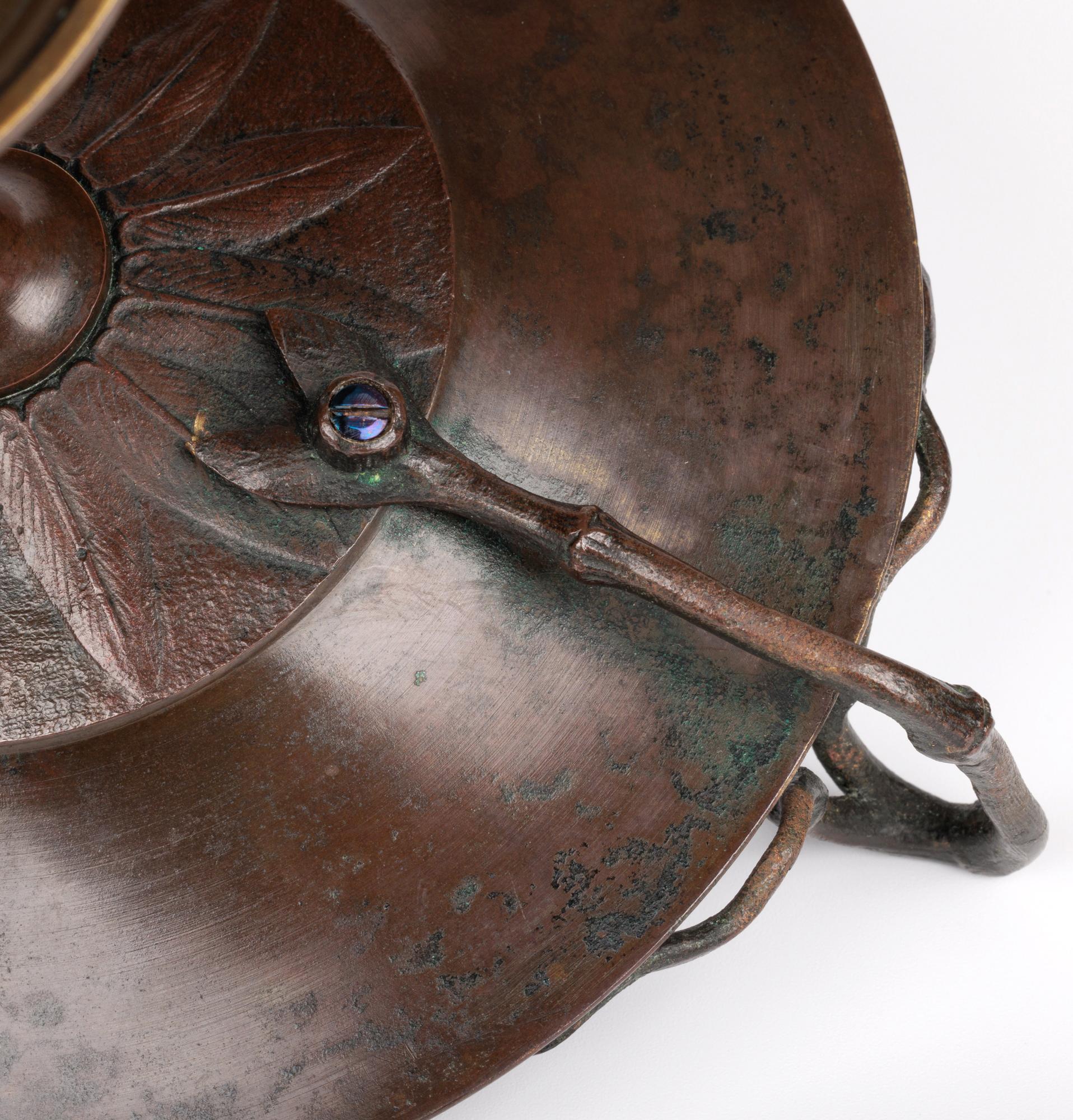 Tazza francese in bronzo con uccelli e insetti di Jules Moigniez in vendita 3