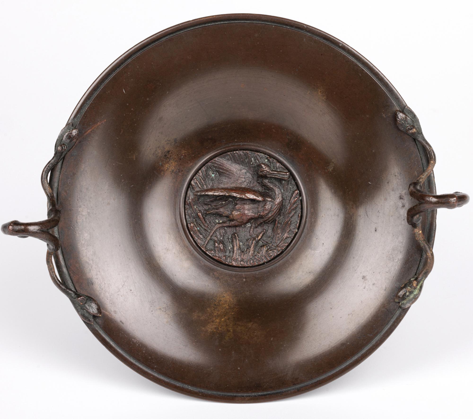 Tazza francese in bronzo con uccelli e insetti di Jules Moigniez in vendita 4
