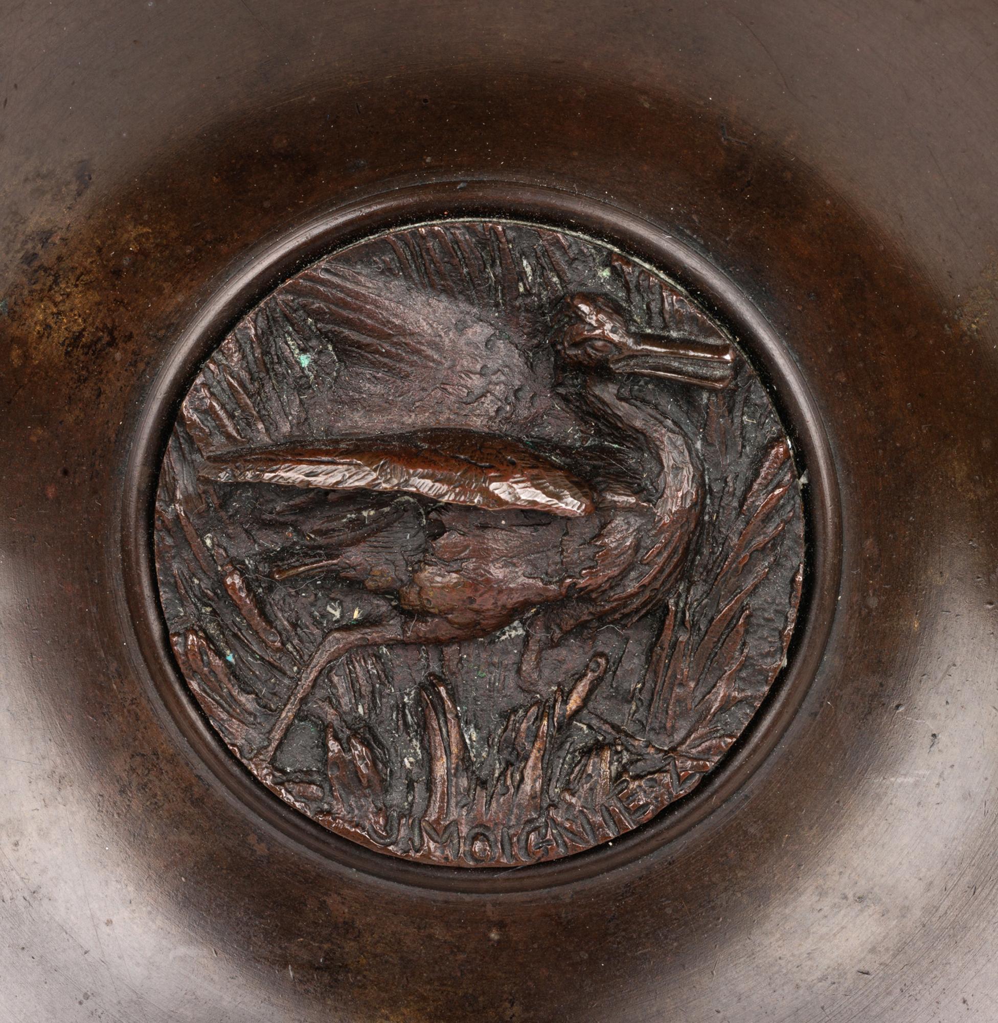 Tazza francese in bronzo con uccelli e insetti di Jules Moigniez in vendita 5