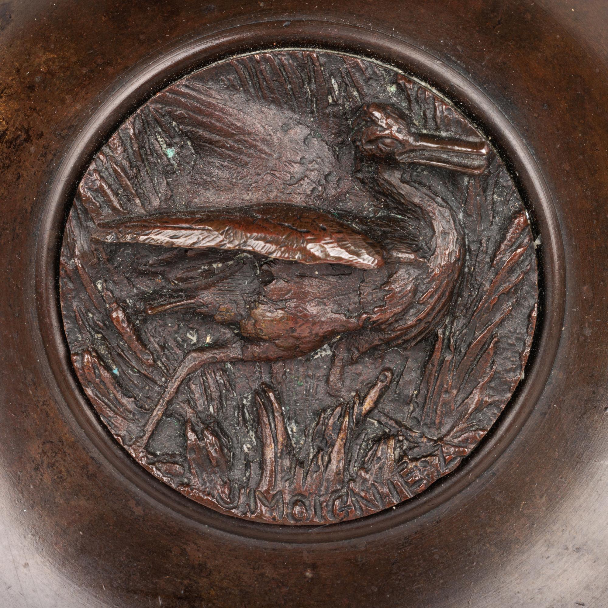 Tazza francese in bronzo con uccelli e insetti di Jules Moigniez in vendita 8
