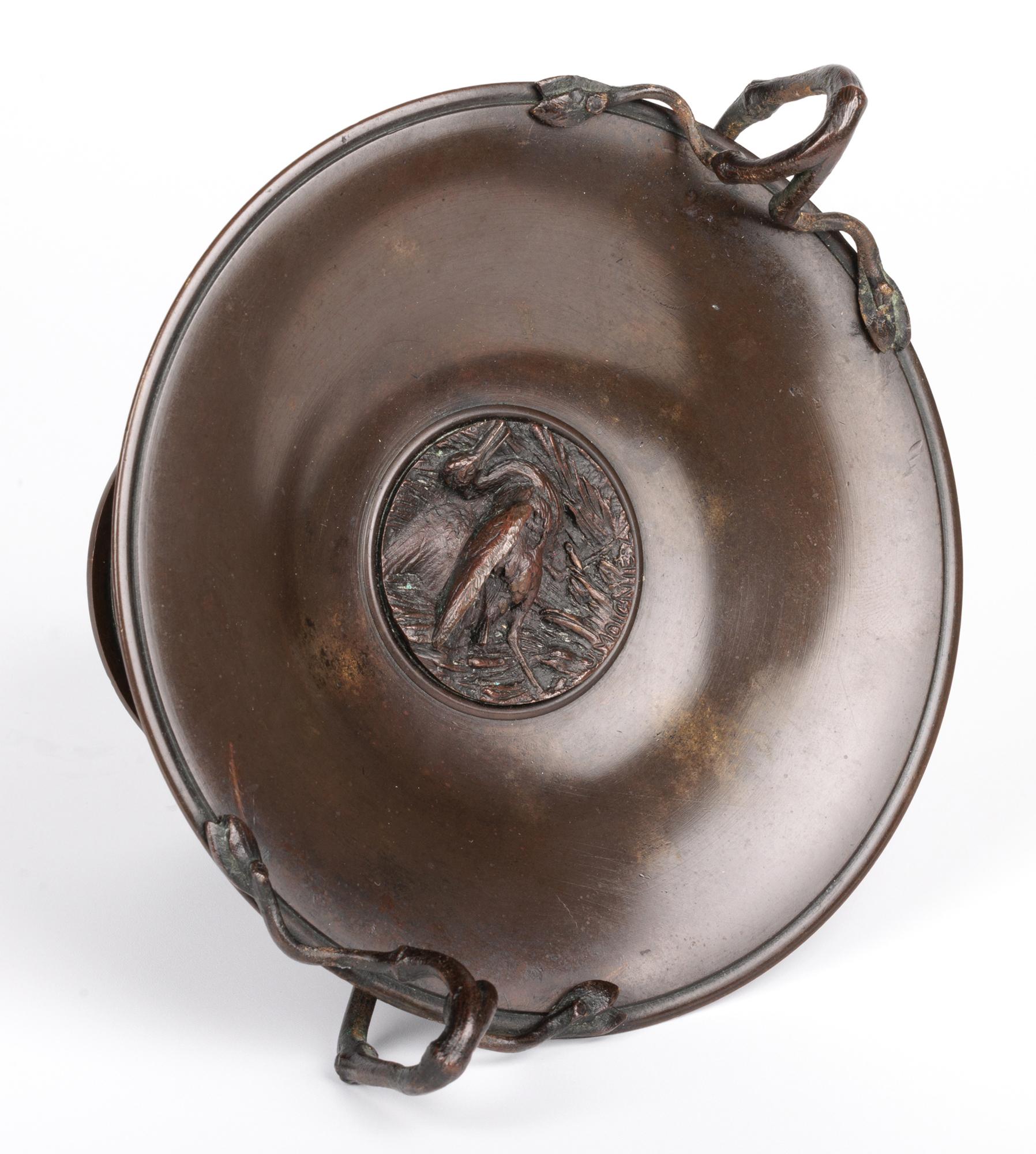 Tazza francese in bronzo con uccelli e insetti di Jules Moigniez in vendita 11