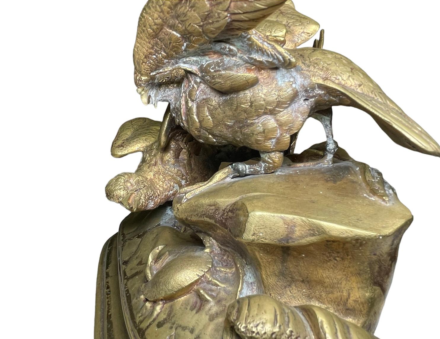 Sculpture de groupe de Jules Moigniez représentant deux oiseaux de mer et un crabe en vente 1