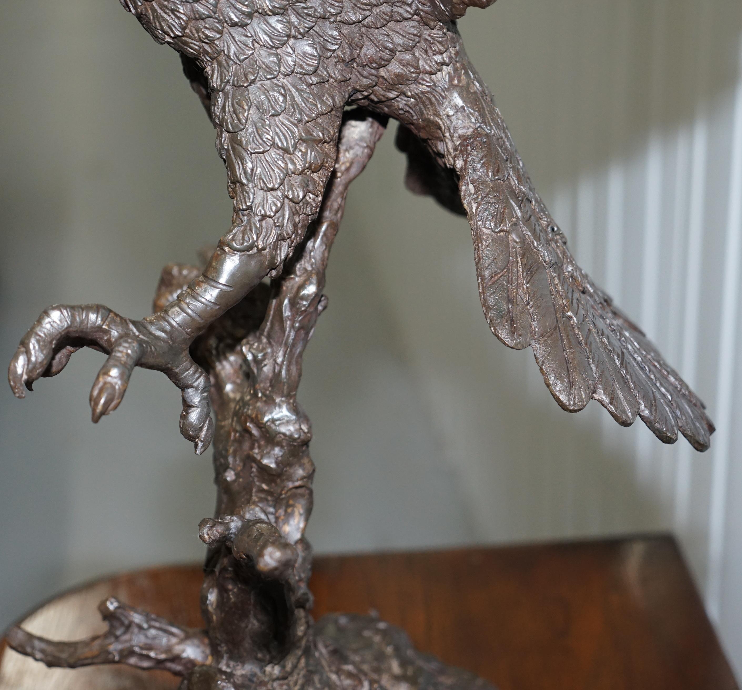 Jules Moigniez Solid Bronze 1860s Statue of Eagle France Made 1