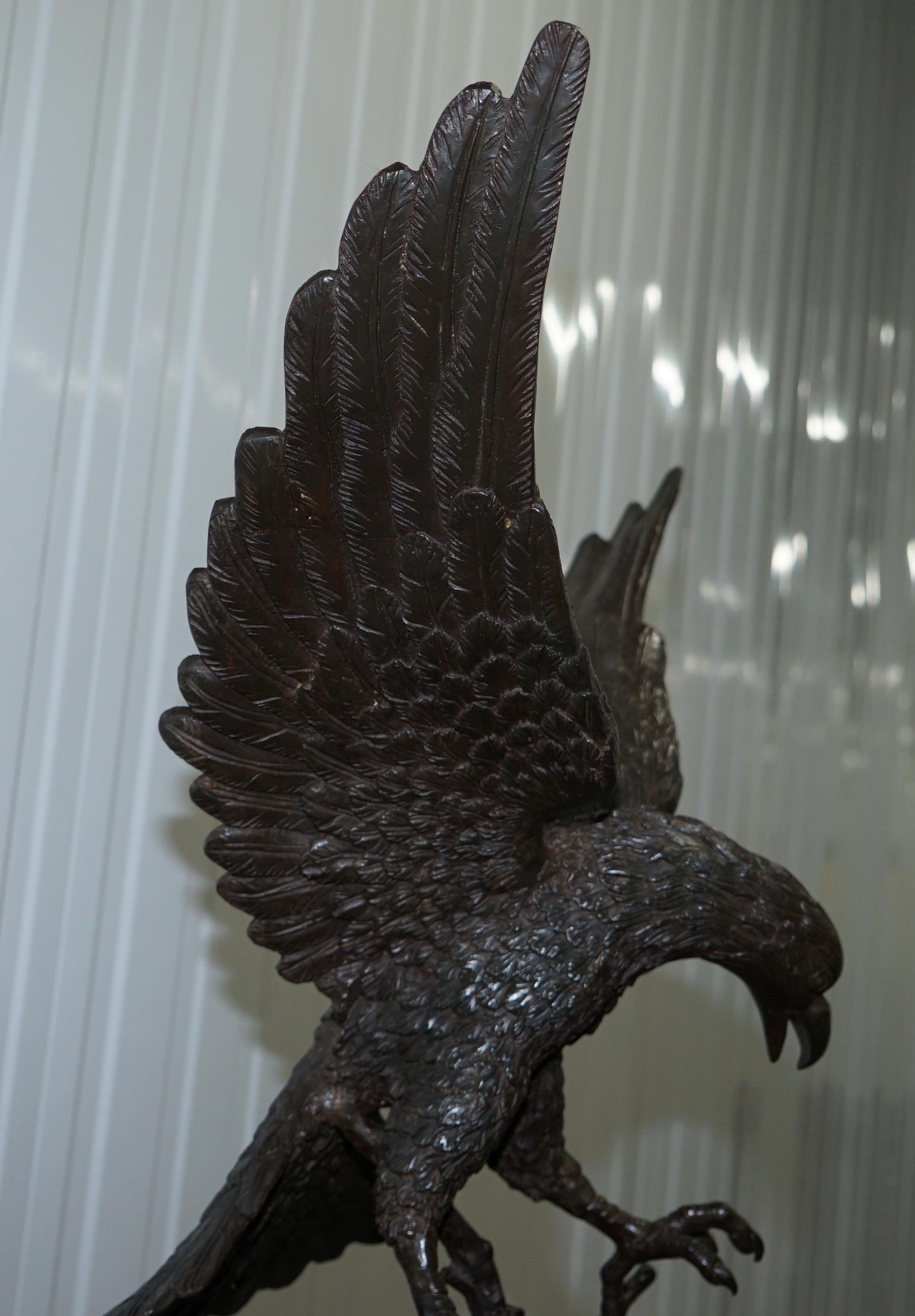 Jules Moigniez Solid Bronze 1860s Statue of Eagle France Made 4
