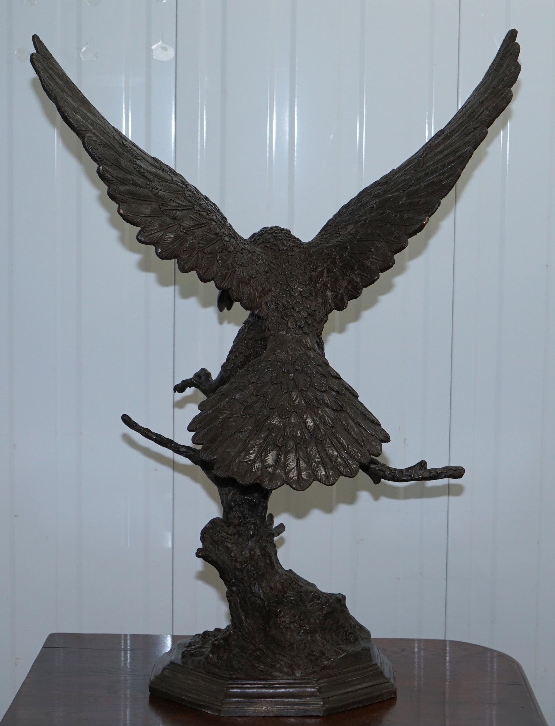 Jules Moigniez Solid Bronze 1860s Statue of Eagle France Made 9