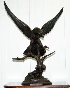 Jules Moigniez Solid Bronze 1860s Statue of Eagle France Made