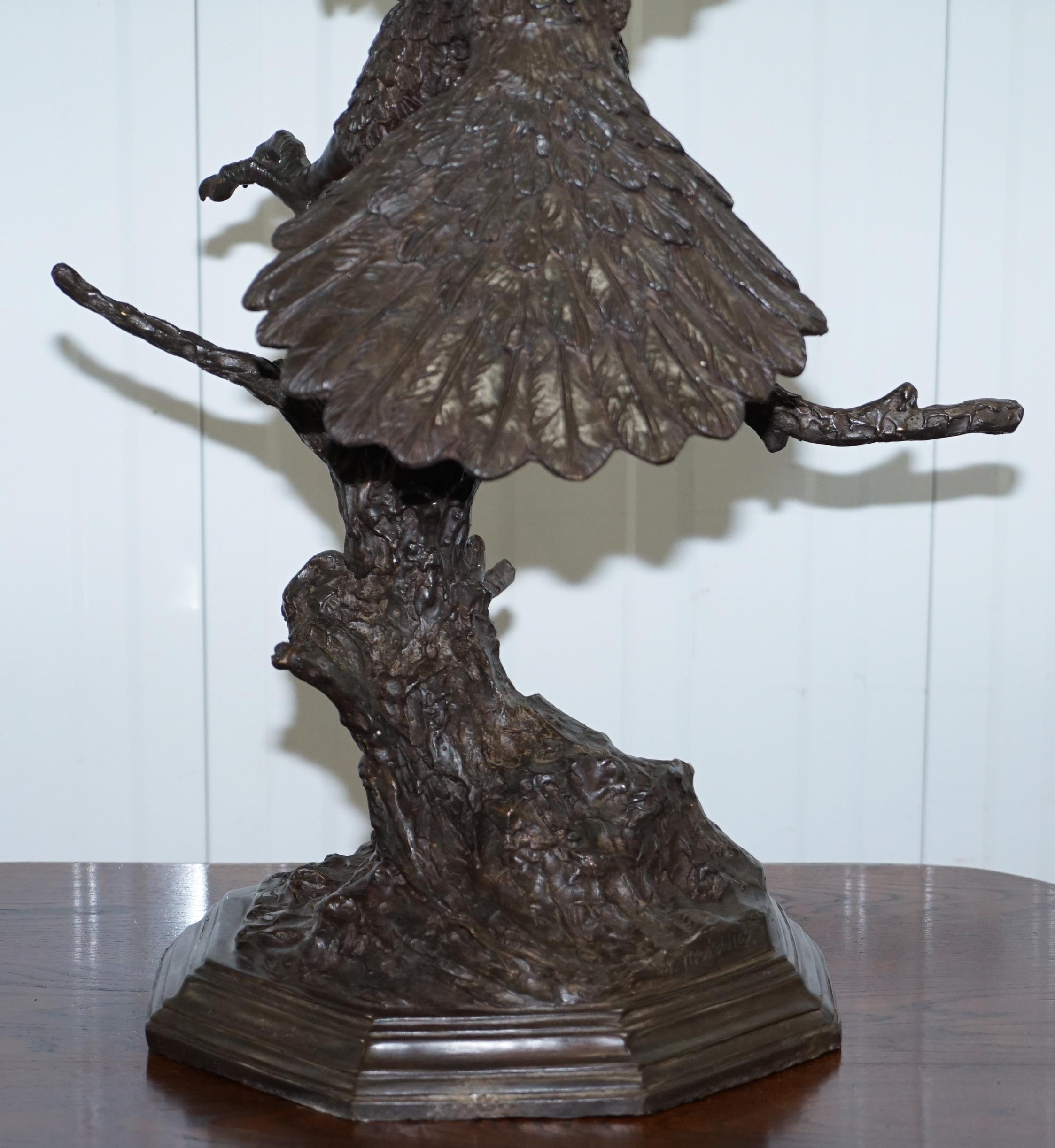 Jules Moigniez Solid Bronze 1860s Statue of Eagle France Made 11