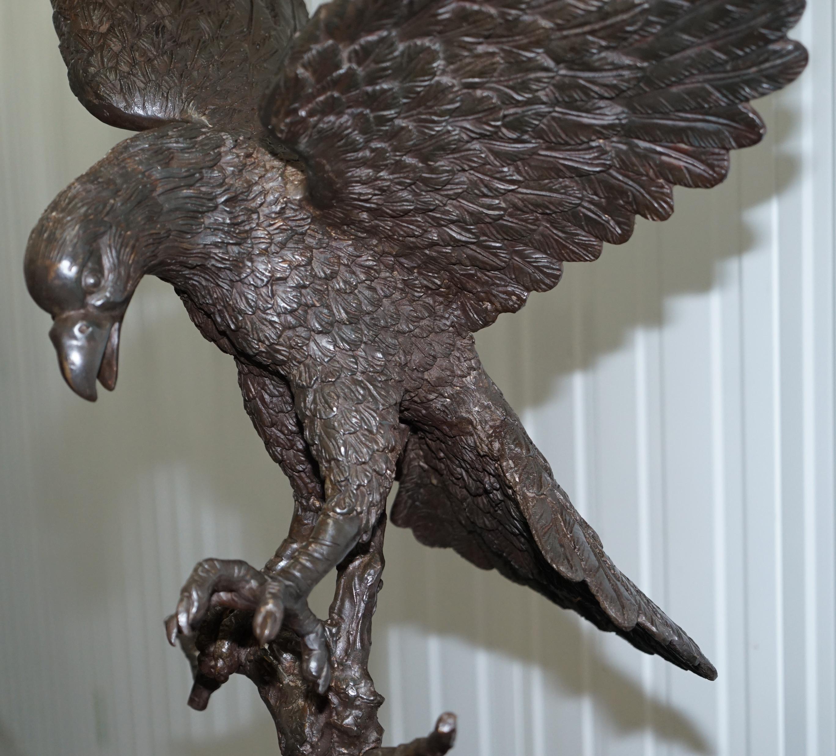 Cast Jules Moigniez Solid Bronze 1860s Statue of Eagle France Made