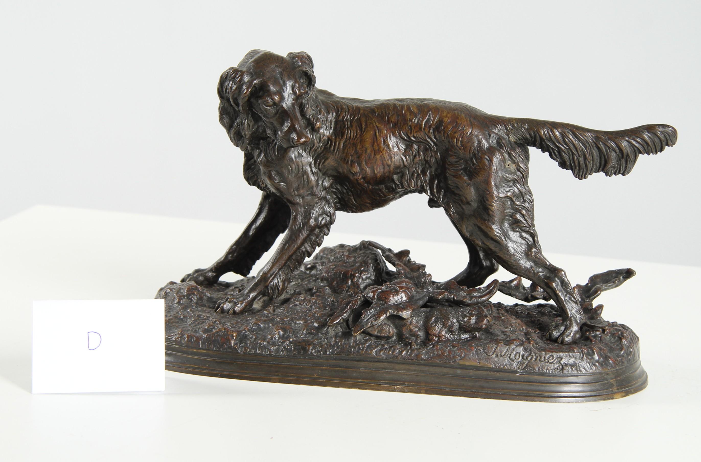 Jules Moigniez - Cane da caccia, bronzo, Francia, fine XIX secolo in vendita 6