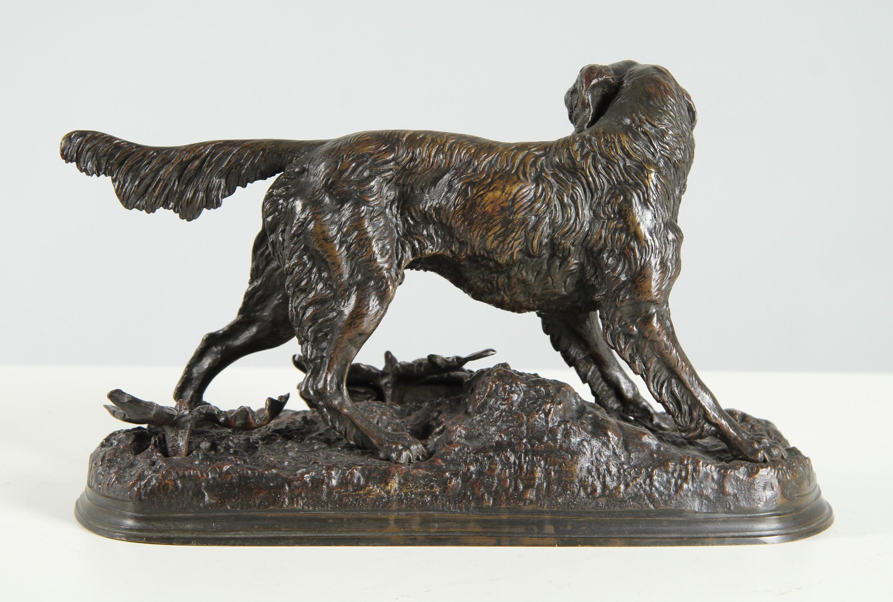 Francese Jules Moigniez - Cane da caccia, bronzo, Francia, fine XIX secolo in vendita
