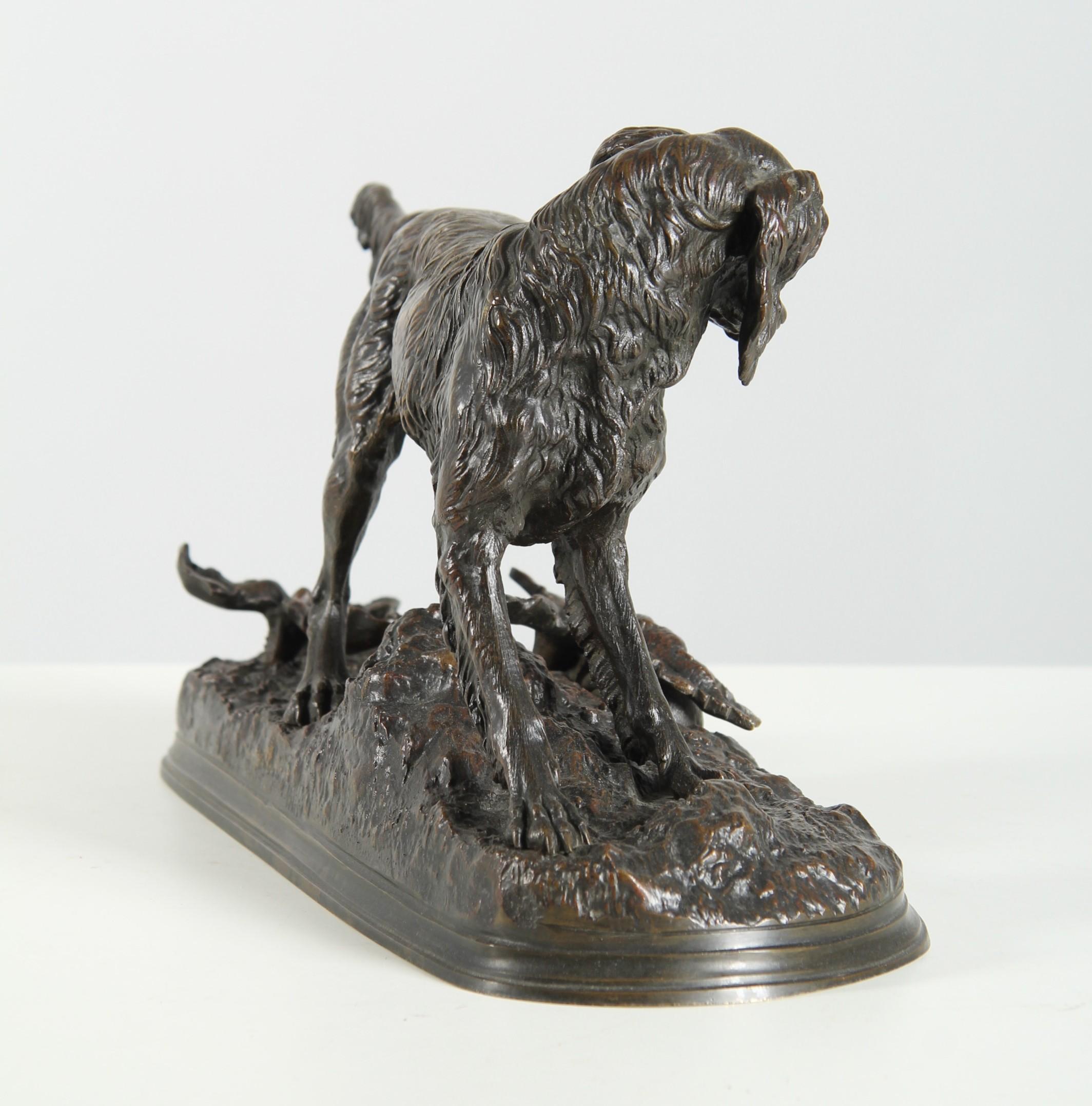 Patinato Jules Moigniez - Cane da caccia, bronzo, Francia, fine XIX secolo in vendita