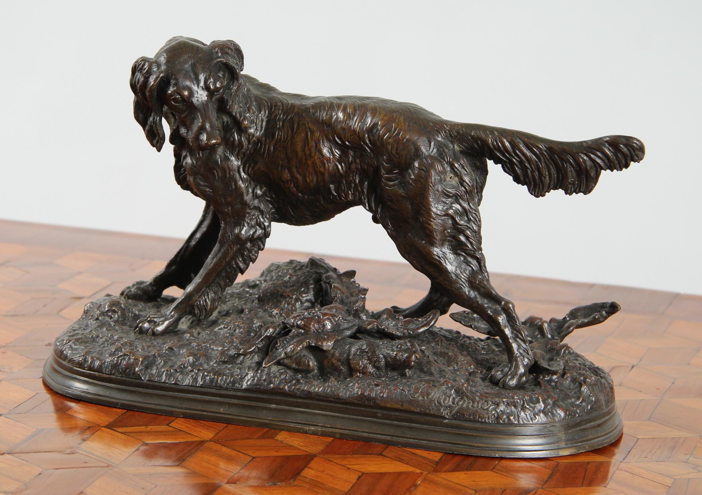 Jules Moigniez - Cane da caccia, bronzo, Francia, fine XIX secolo In condizioni buone in vendita a Greven, DE