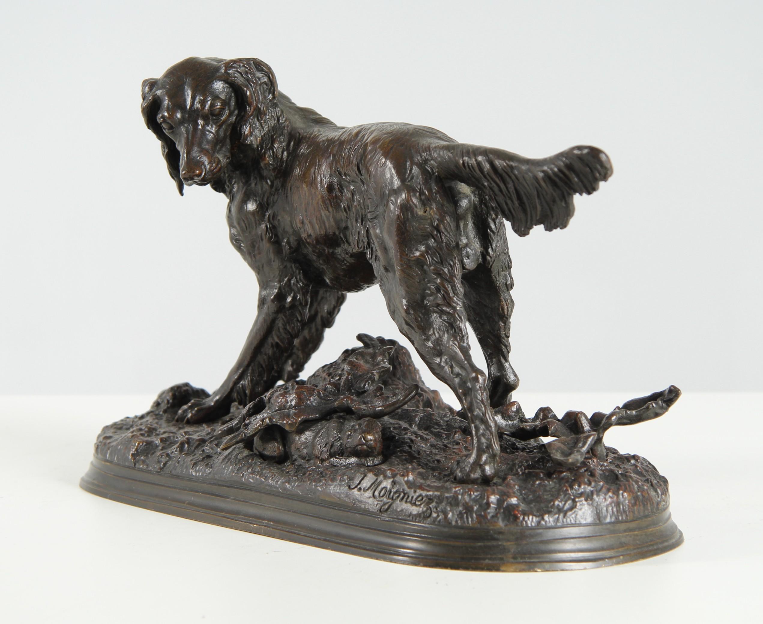 Bronzo Jules Moigniez - Cane da caccia, bronzo, Francia, fine XIX secolo in vendita
