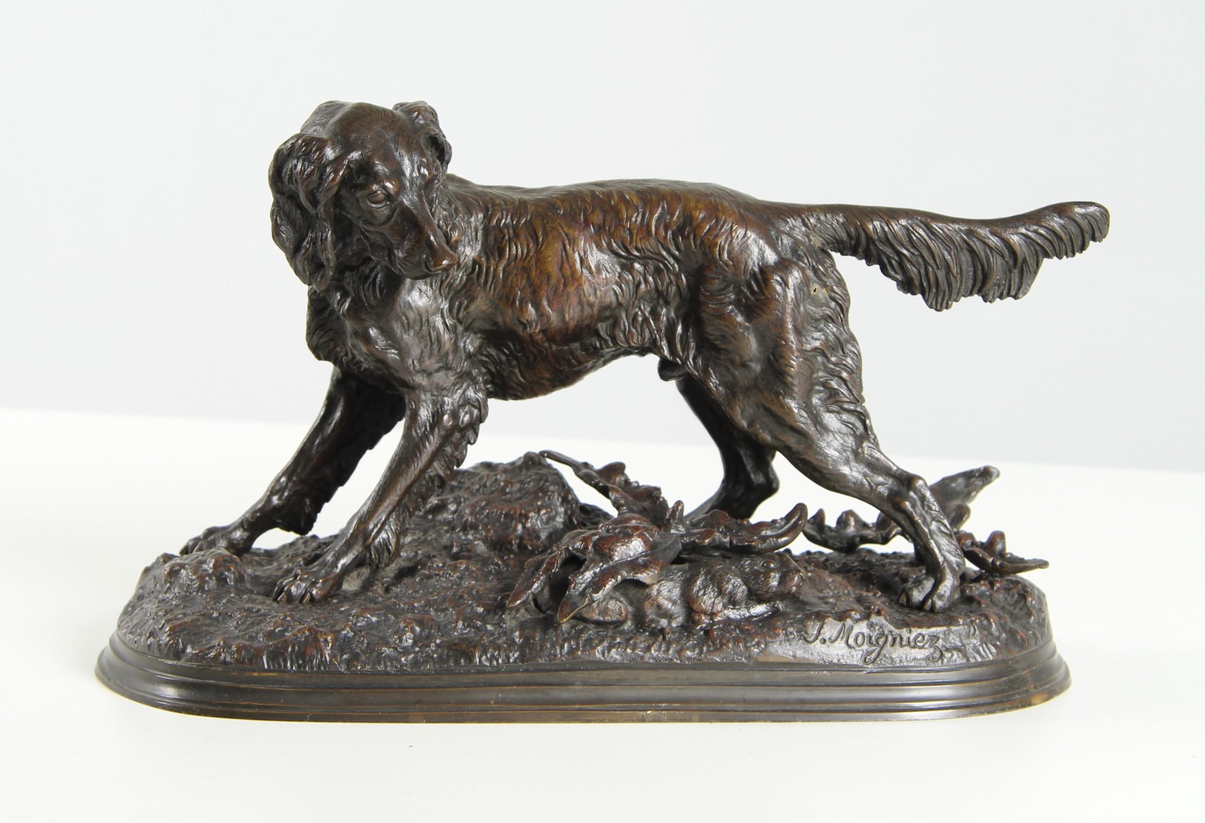 Jules Moigniez - Cane da caccia, bronzo, Francia, fine XIX secolo in vendita 1