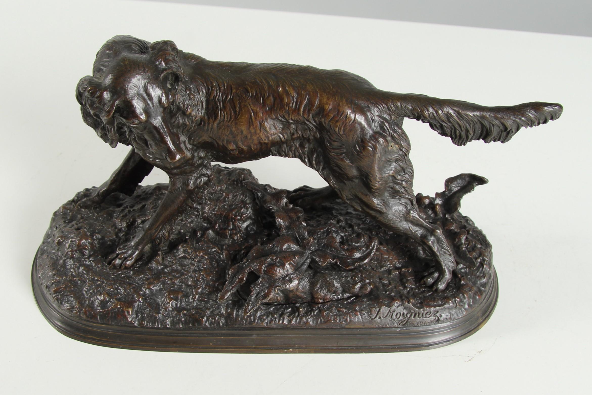 Jules Moigniez - Cane da caccia, bronzo, Francia, fine XIX secolo in vendita 3