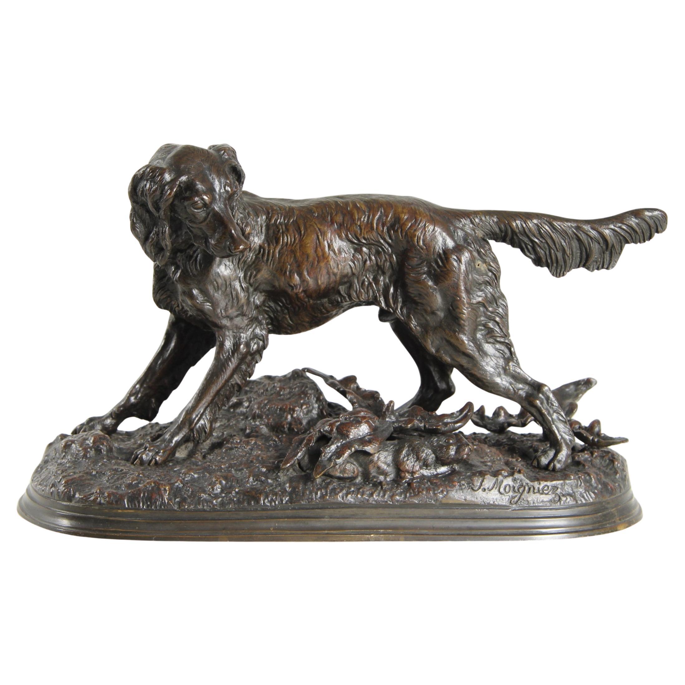 Jules Moigniez - Cane da caccia, bronzo, Francia, fine XIX secolo