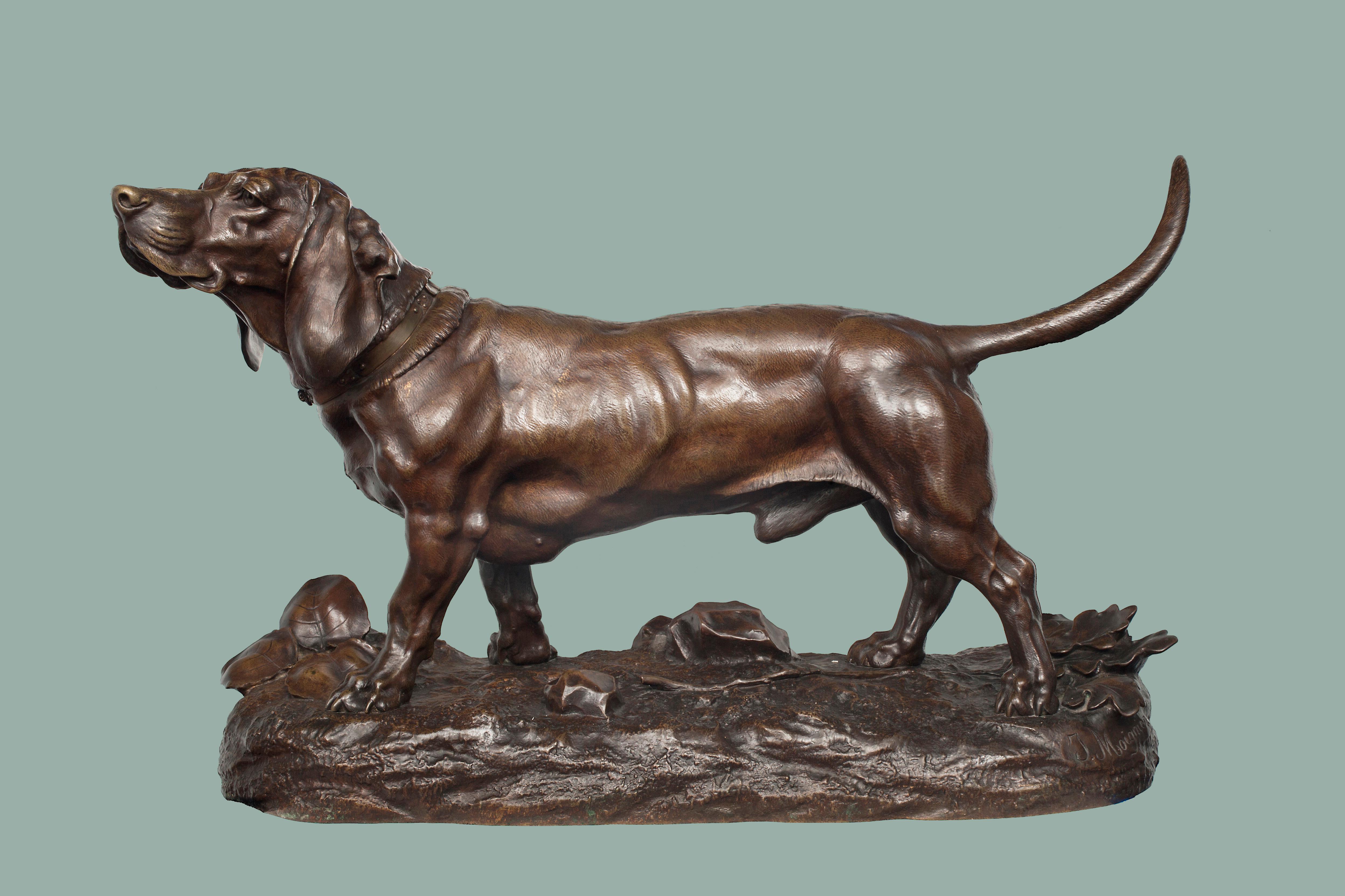 Jules Moigniez Figurative Sculpture - A Basset Hound