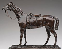 Bronzeporträt „Horse mit weiblicher Sattel“ von Jules Moigniez (französisch, 1835-1894)