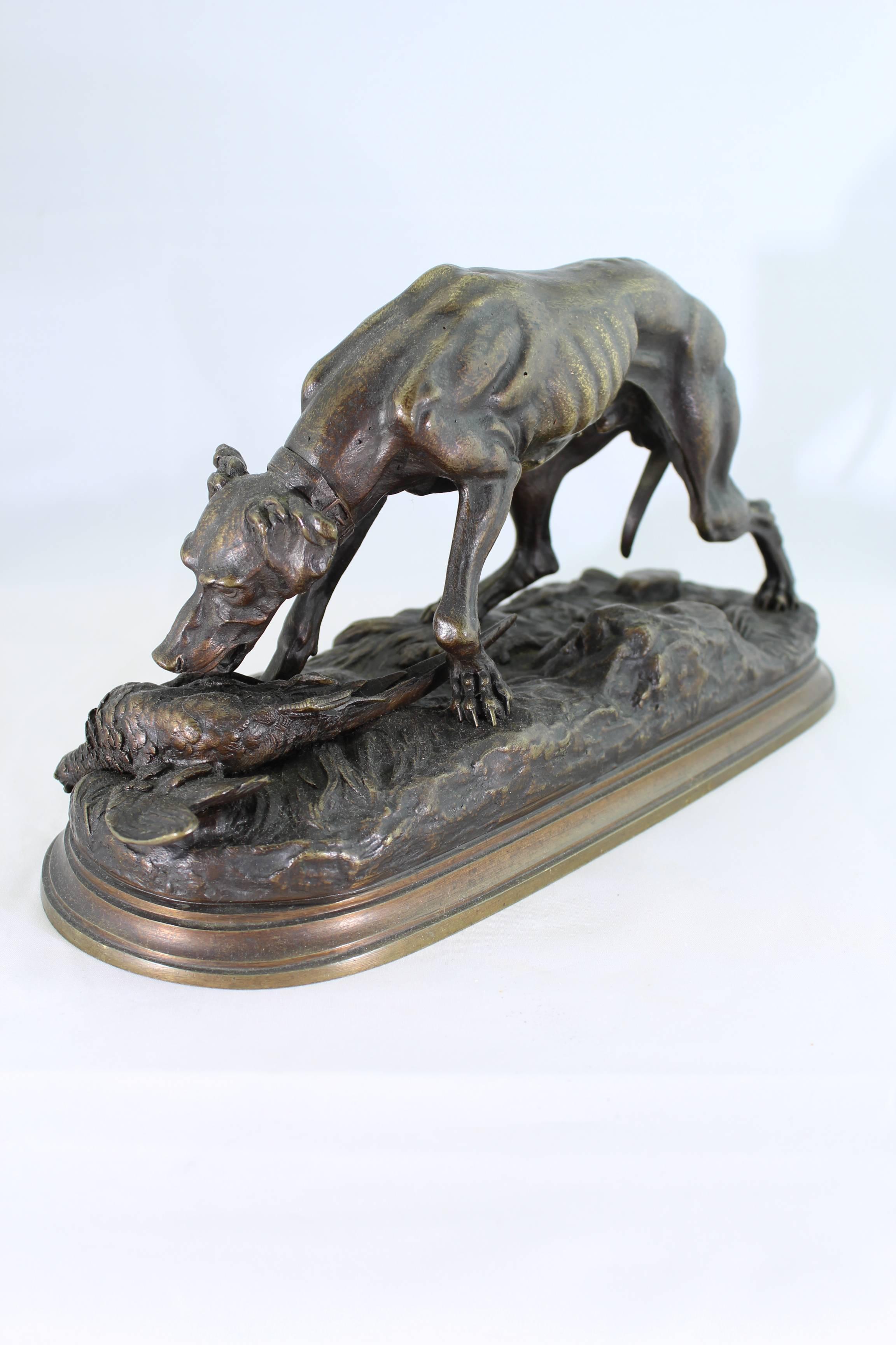 Jules Moigniez Bronze Sculpture of a Pointer and Pheasant, 19th Century For Sale 2