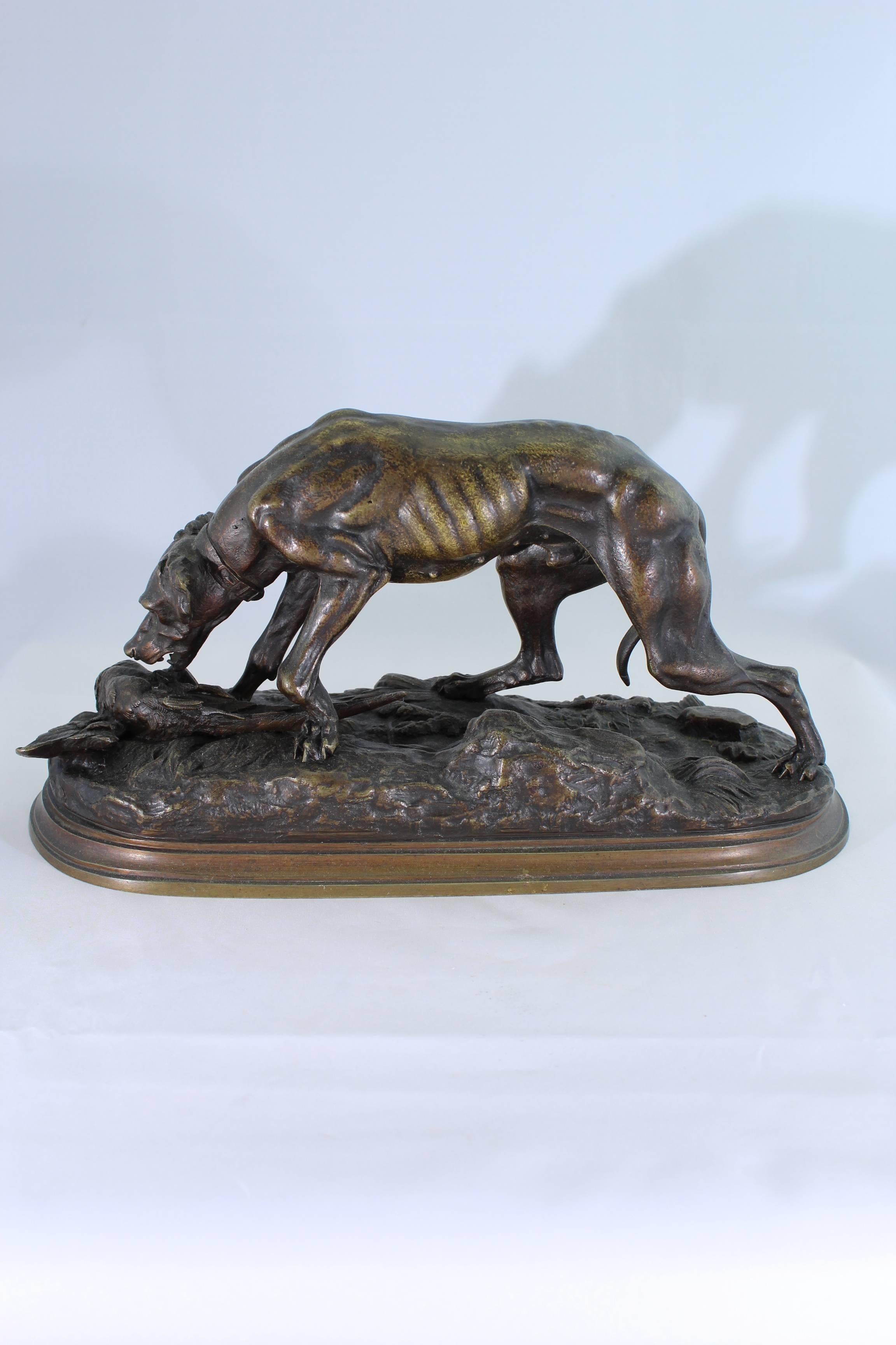 Jules Moigniez Bronze Sculpture of a Pointer and Pheasant, 19th Century For Sale 3
