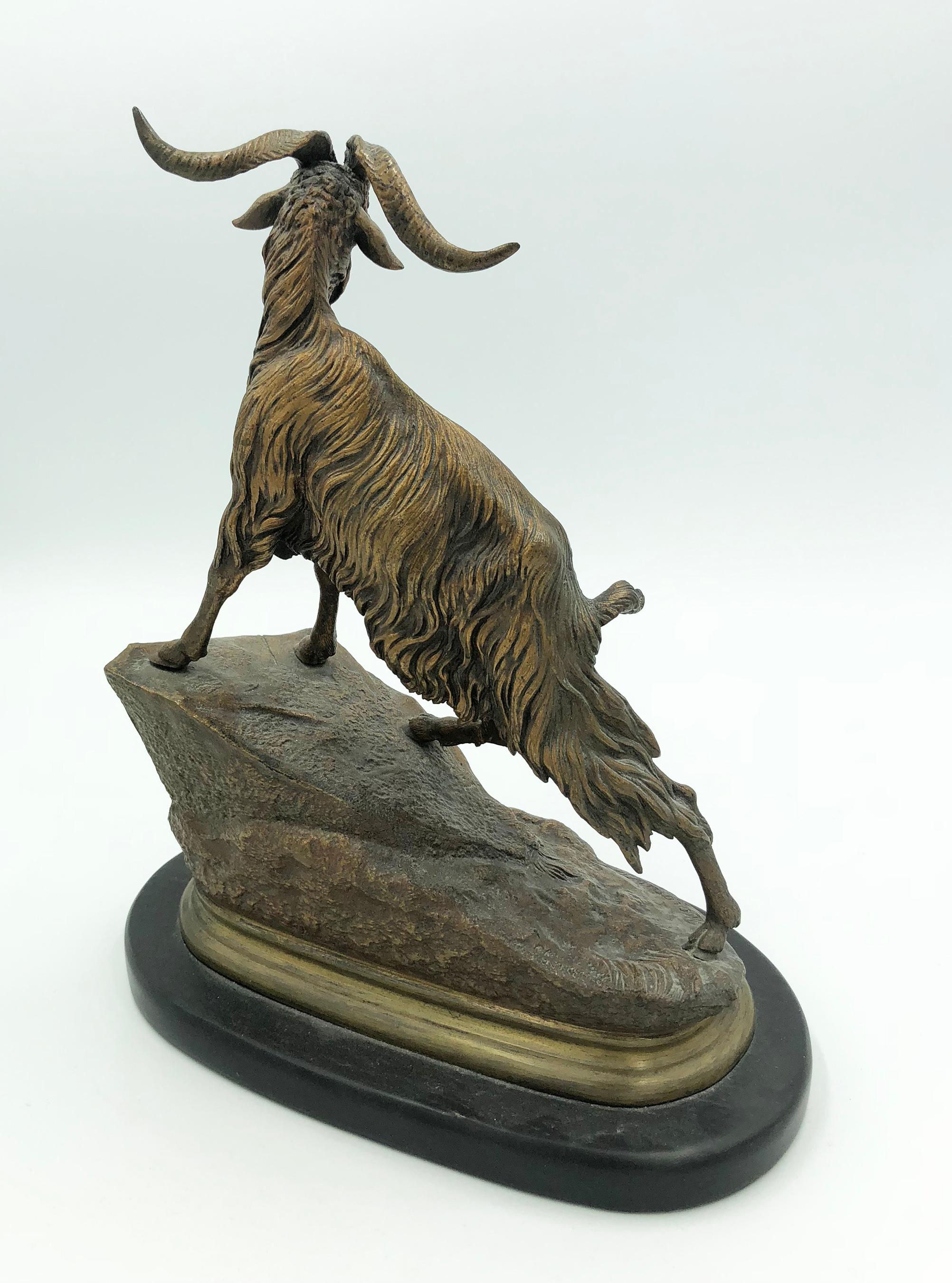 Mountain Goat - Sculpture by Jules Moigniez