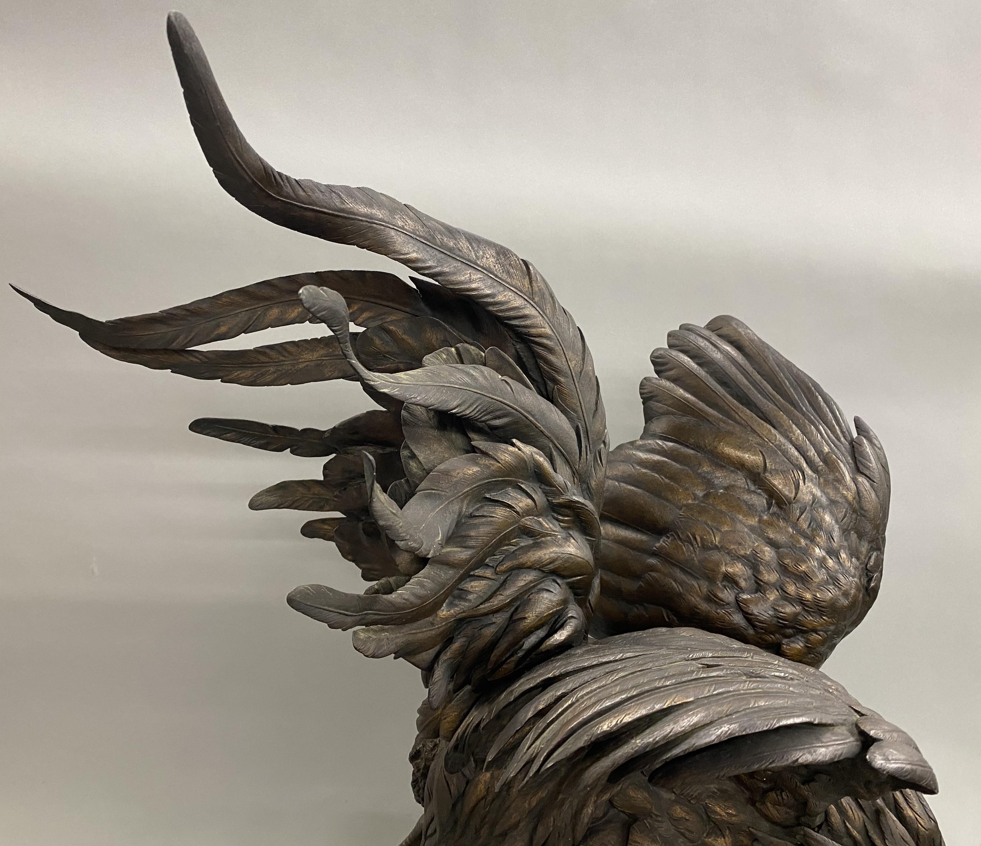 Rooster & Ermine - Sculpture di Jules Moigniez
