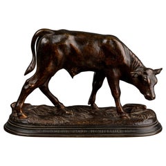 Jules Moigniez : "Veau" - bronze patiné brun nuancé, C.I.C. France