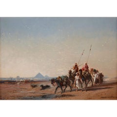 Antique Egyptian Landscape Oil Painting by Noël