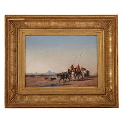 Antique Egyptian Landscape Oil Painting by Noël