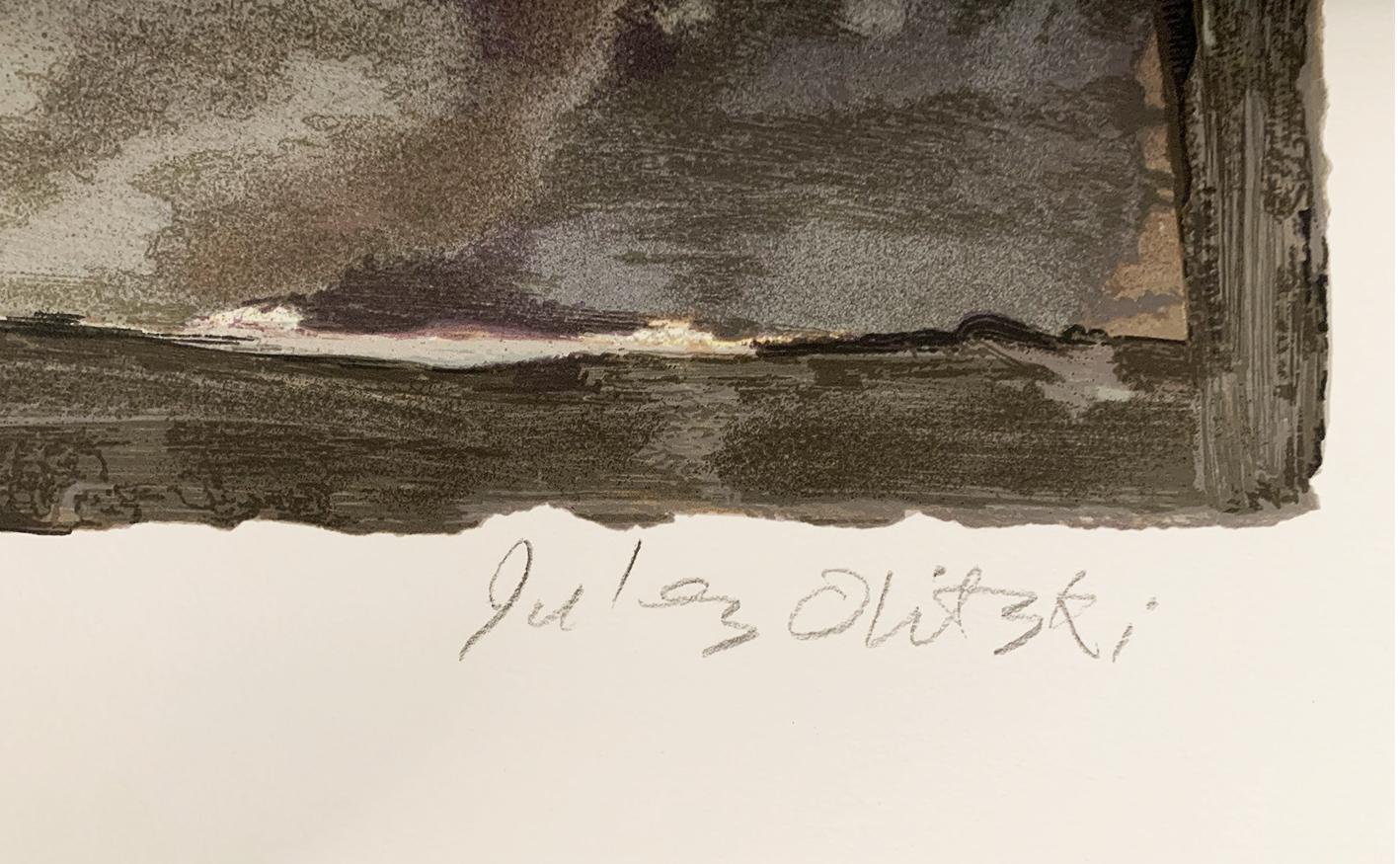 Elegy by Jules Olitski, 2002 (abstract blue and yellow screen print) For Sale 1