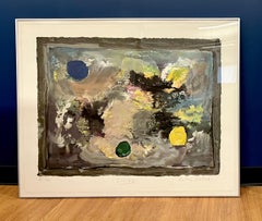 "Elegy" by Jules Olitski (Abstract, Blue, Yellow, Screen print)