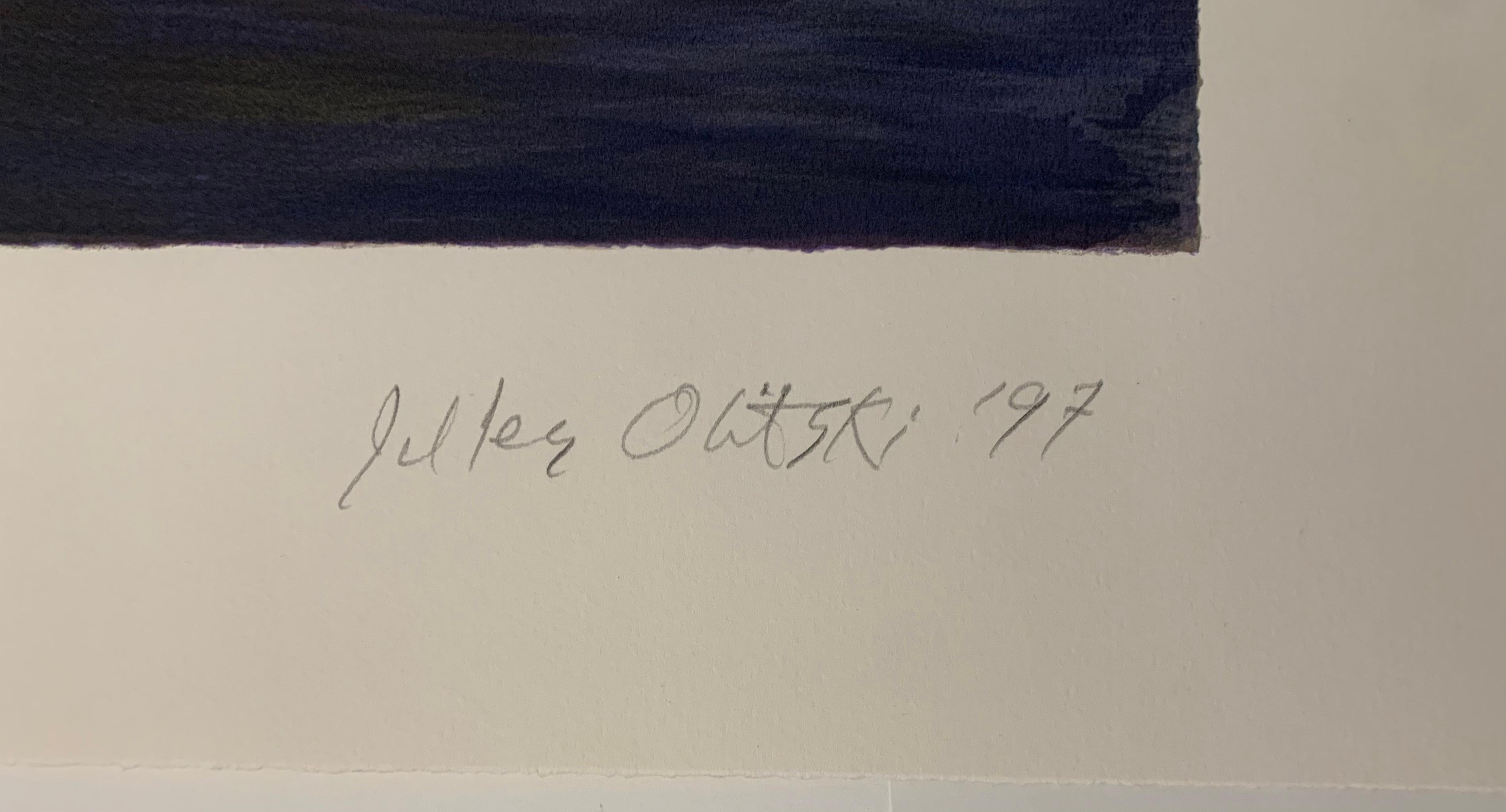 Amanecer luminoso de Jules Olitski  (paisaje marino azul) en venta 2