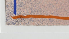Pink-Blue I, Minimalist Signed and Framed Screenprint by Jules Olitski