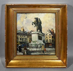 Ancienne peinture à l'huile impressionniste de Paris - Paysage urbain impressionniste - Scène de rue signée