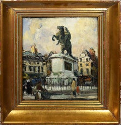 Antique Impressionist Paris Cityscape Signed Original Street Scene Oil Painting