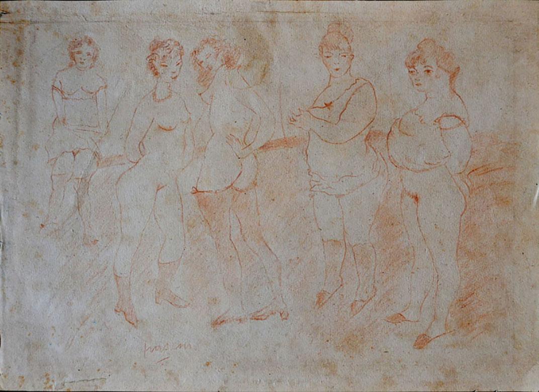 Un groupe de prostituées - Painting de Jules Pascin
