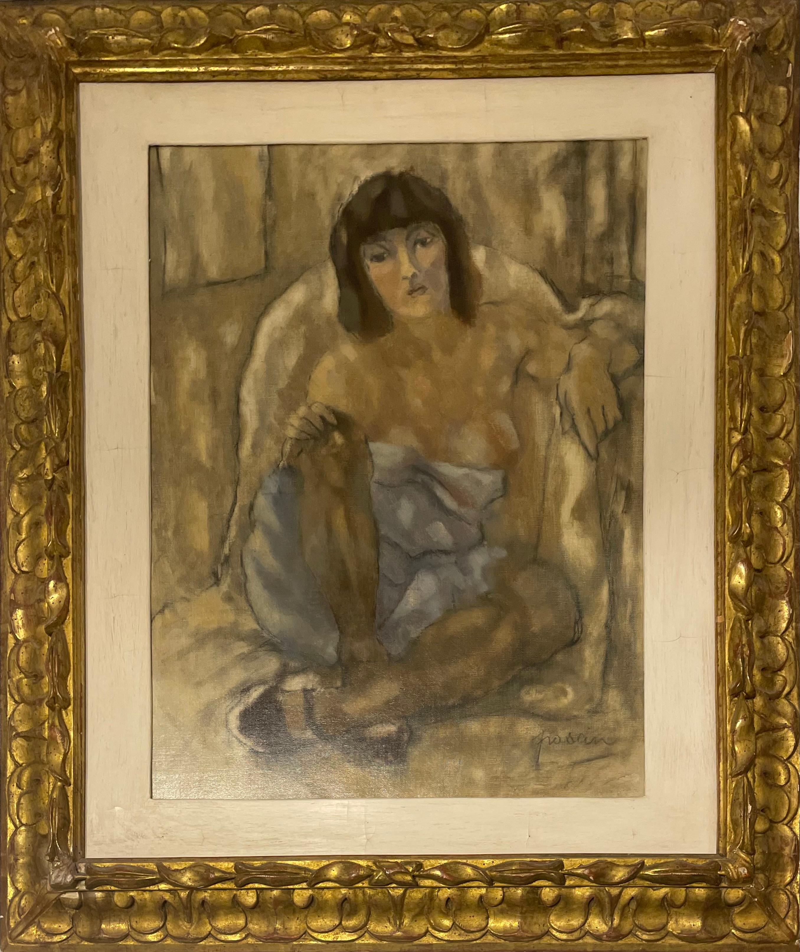 Femme Assise JULES PASCIN olio su tela Donna seduta - Incorniciato in vendita 6