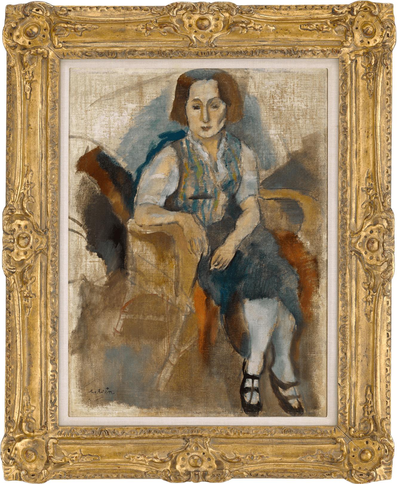Femme aux Souliers Noir (Frau in schwarzen Schuhen) – Painting von Jules Pascin