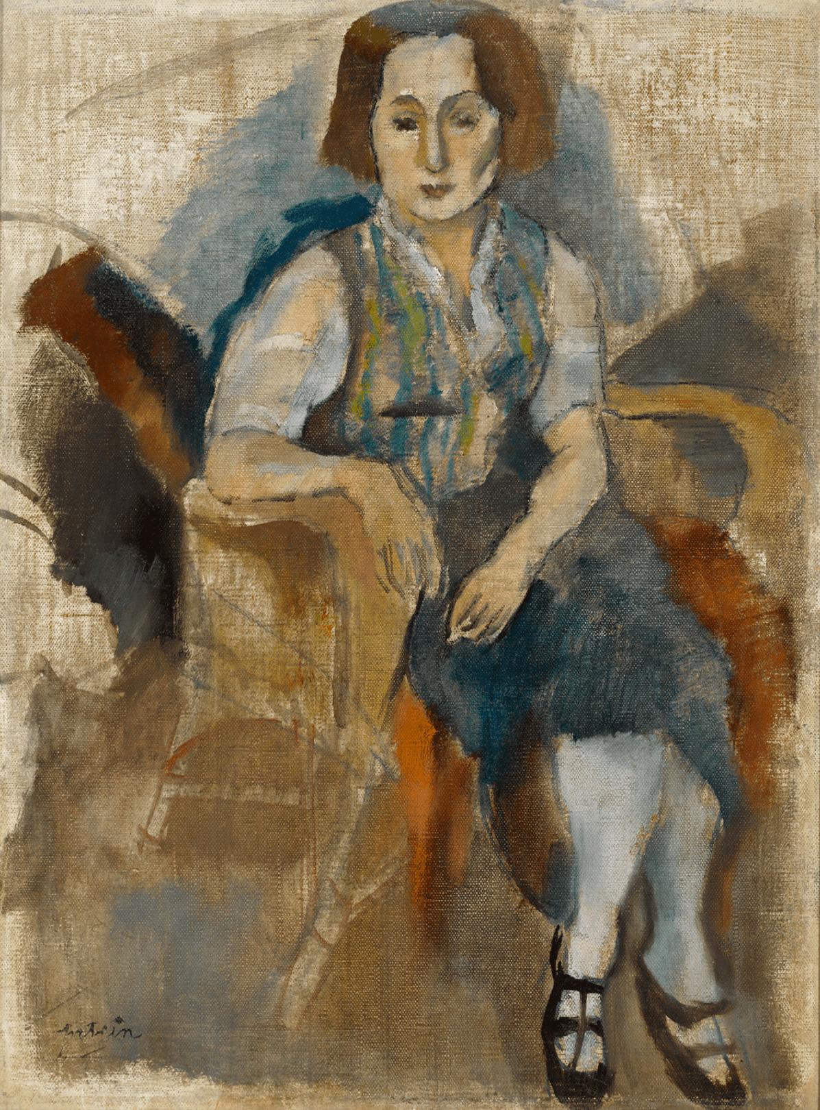 Jules Pascin Figurative Painting - Femme aux Souliers Noir (Woman in Black Shoes)