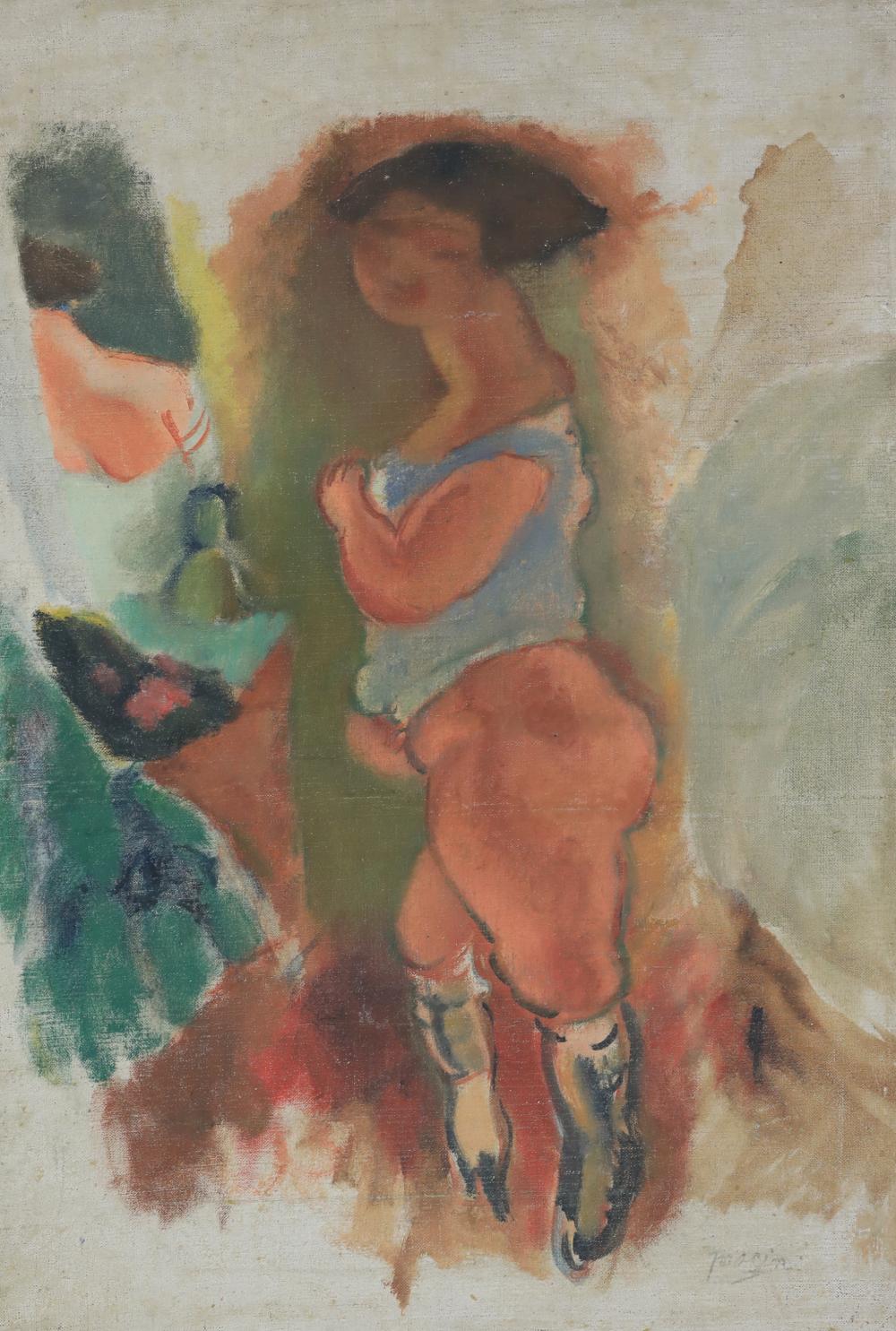 Femme en Chemise Bleue by Jules Pascin - Nude painting