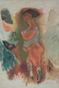 Femme en Chemise Bleue by Jules Pascin - Nude painting