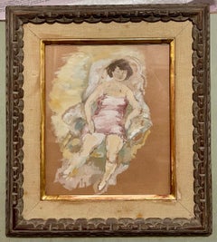 Gouache-Gemälde Jules Pascin, handsignierte Frau im deutschen Expressionismus, Boudoir