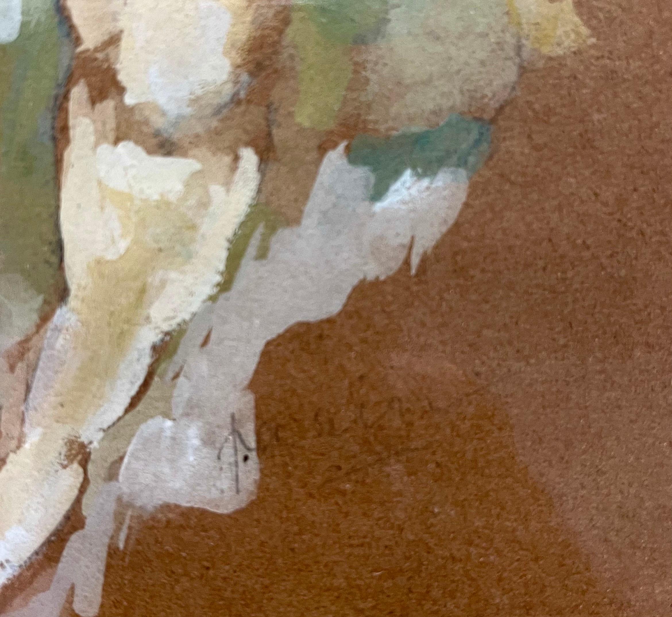 Peinture à la gouache de Jules Pascin, signée à la main, Femme au Boudoir, expressionnisme allemand en vente 4