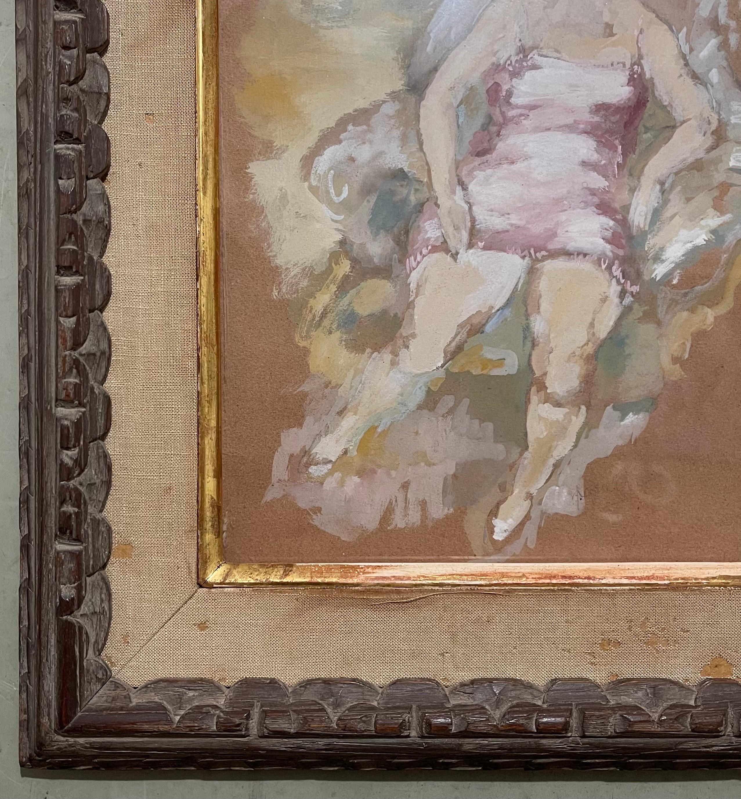 Gouache-Gemälde Jules Pascin, handsignierte Frau im deutschen Expressionismus, Boudoir im Angebot 7
