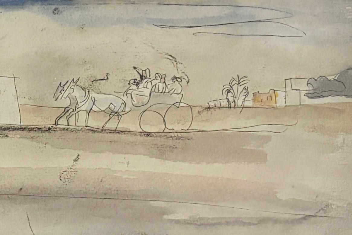 Paysage d’Alger, Frecnh early 20th Century watercolor and ink on paper - Beige Landscape Art by Jules Pascin